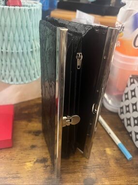 Patricia Nash Cauchy Black Embossed Clutch with Silver Trim 5